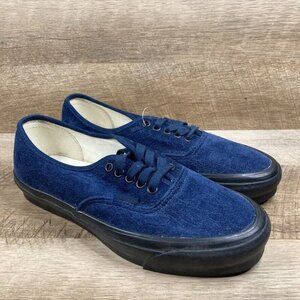 VANS OG Authentic LX Velvet Embroidery Leopard Blue Skate Shoes Women's 9.5 NEW